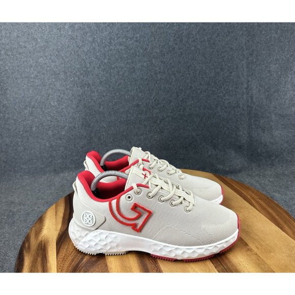 G/FORE GFORE MG4+ Knit Mesh Golf Shoe Sneaker Ladies 6.5 Khaki Tan Red GLF000010 - Picture 1 of 11